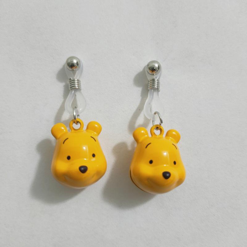 Custom Cartoon Cat & Bear Non-piercing Nipple Ring Ornament with Bell