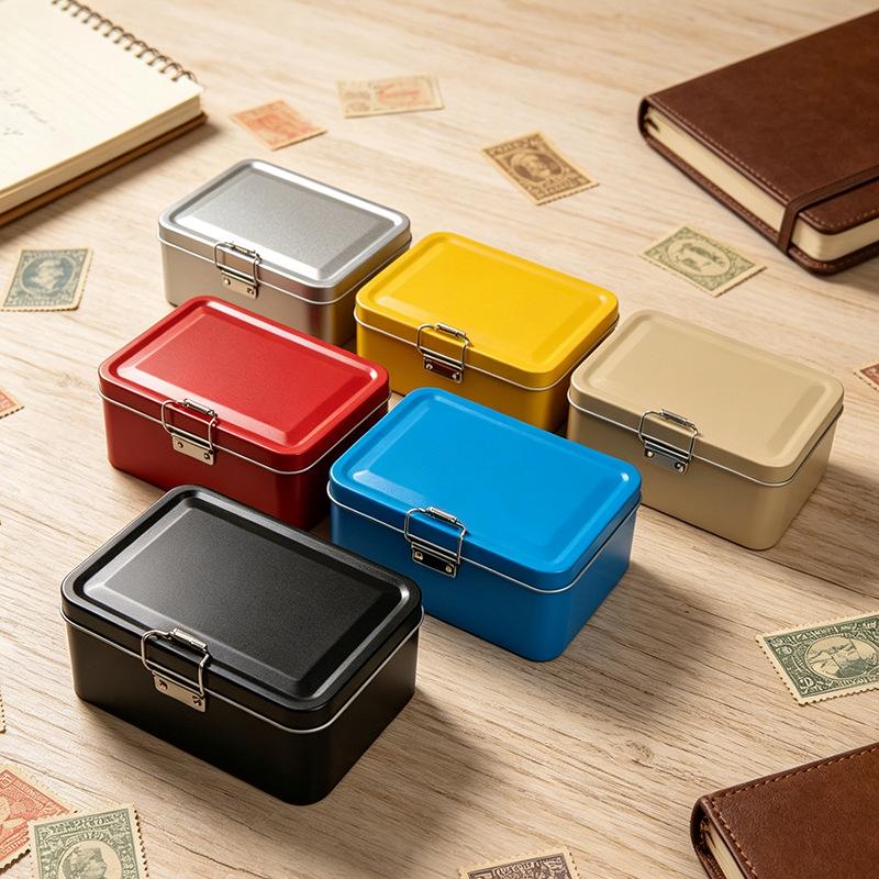 Flip Cover Buckle Iron Box Metal Solid Color Fishing Craft Storage Tin Durable With Lid Fishing Gear Storage Box