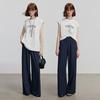Chuyu Women's Relaxed Antibacterial Cotton T-shirt & Wide-Leg Pants Set