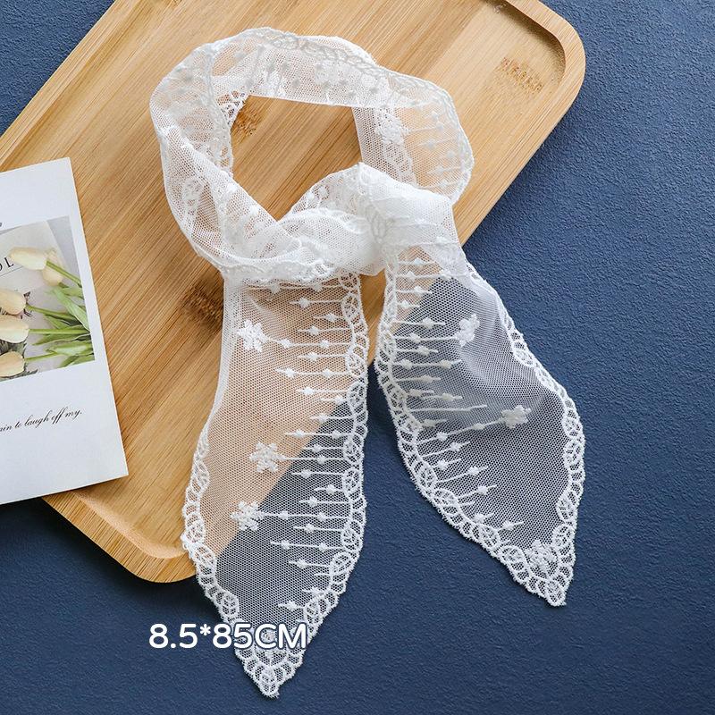 Sweet Flower Lace Neck Strap Dressing Decoration Korean Style Hair Band Neckerchief Transparent Long Ribbon Head Scarf