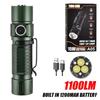 1100LM Powerful EDC LED Flashlight USB Rechargeable Tactical Torch With 18650 Built-in Battery Outdoor Camping Fishing Lantern