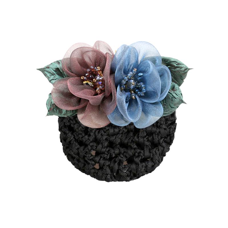 1Pc Flower Hair Clip Women Hair Accessory Durable Silk Gauze Fashion Hair Net Mesh Hairband