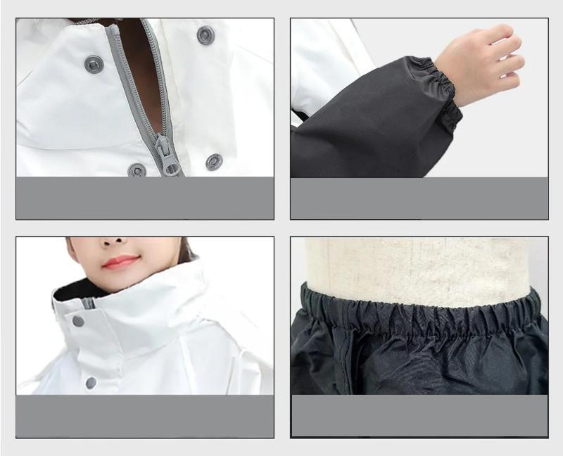 Kids Waterproof Suit Hooded Raincoat Jacket Trousers Set Puddle Suit Zip Boys Girls