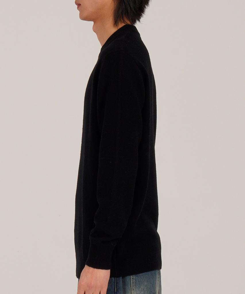Beoteunseoul [90% Wool] Minimal Crew Neck Daily Knit (Black)