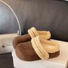 New Retro Fleece Warm Shoes for Women, Flat Fleece Anti-slip Cotton Slippers