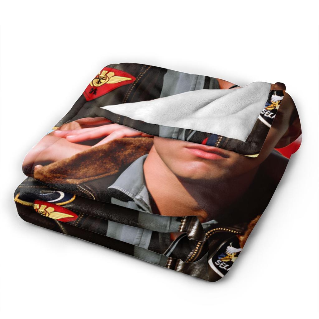 Top Gun Sign Tom Cruise Fighter Flannel Blanket Winter Soft Warm Throw Blanket for Kids Adult Couch Bed Bedspread Sofa Bed Cover