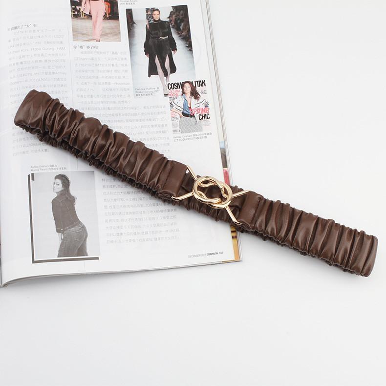 Womens Fashion Dress With Elastic Waist Belt Faux Leather For Casual Office Wear