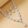 Rhinestone - Encrusted Wedding Necklace and Earring Set , Simple Bridal Jewelry