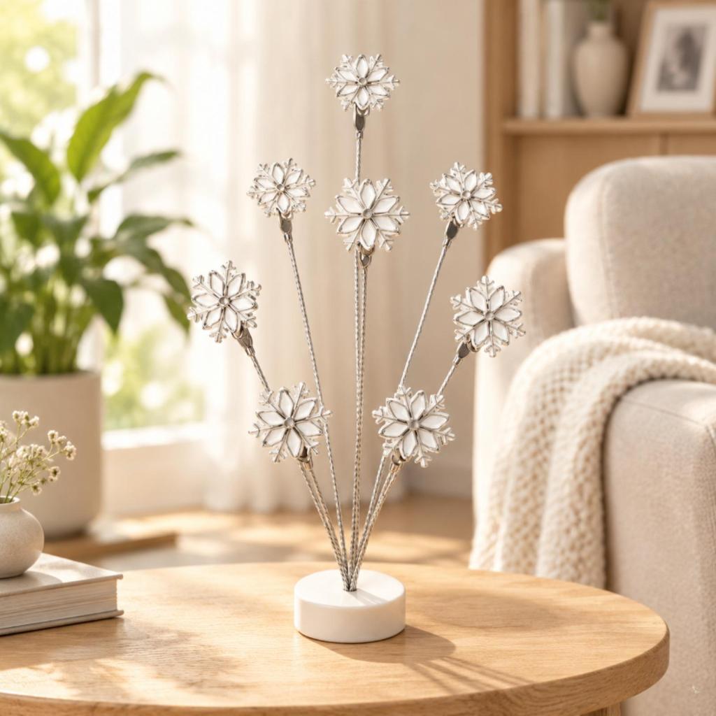 Desktop Memo Clip Holder with Snowflake Clips Decorative Picture