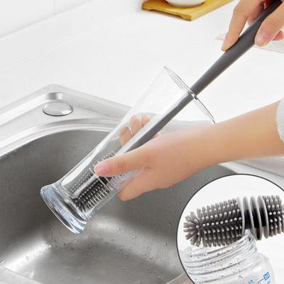 Cup Brush Silicone Cup Scrubber Glass Cleaner Kitchen Cleaning Tool Long Handle Drink Wine Bottle Glass Cup Cleaning Brushes