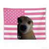 Cheems Pink American Flag Tapestry Funny Meme Wall Hanging for Bedroom Dorm Decor Perfect Gift for Dog Lovers