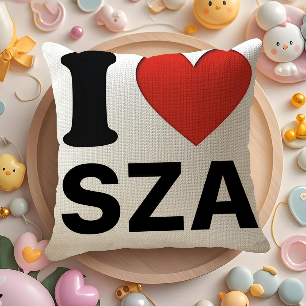 American Singer Star S-Sza Cushion Cover Natural Linen Organic Fabric Double-Sided Printing Sofa Home Decor Gift Pillow Cover