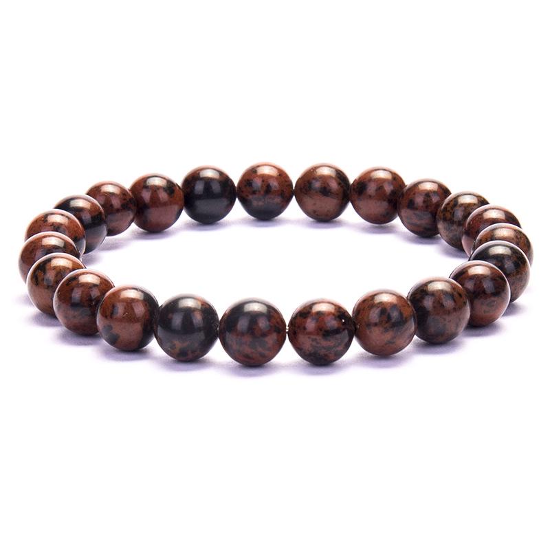 New European & American Style Cross Bracelet, 8MM Natural Stone Beaded Fashion Accessory