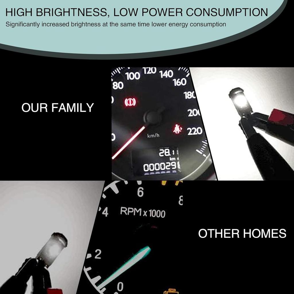 Ajxn 10 PCS Car LED trument Light, T5 3030 3SMD Wedge Bulb trument Cluster Indicator Light, 74 37 27 17 2721 Bulb Soft Beam Canbus Error-free,