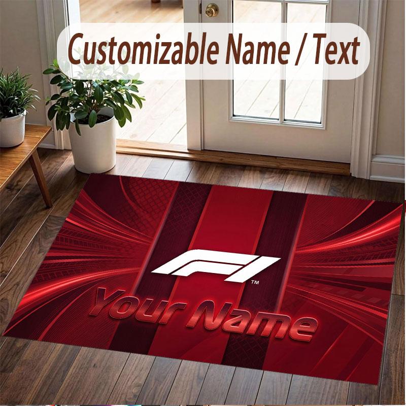 Custom Rug F1 Pattern Print Name Text Soft Non‑Slip Floor Carpet for Home Indoor Decoration