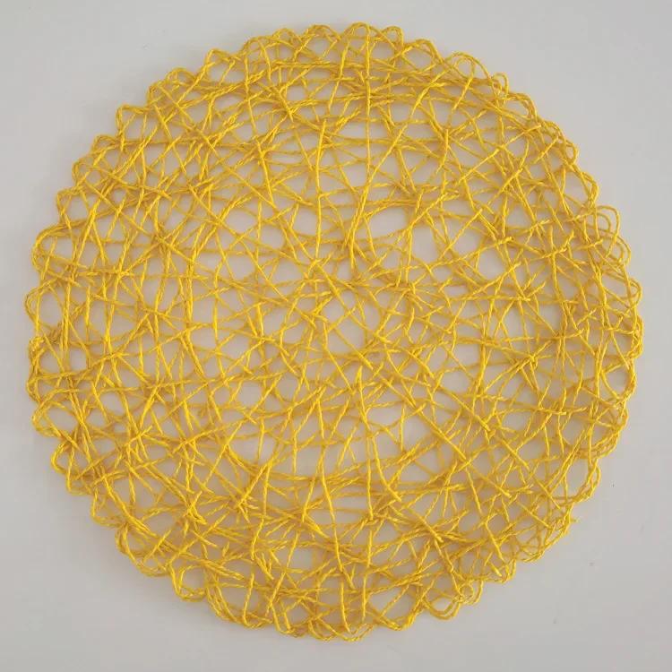 Crochet knitting Round Woven Place Mats Paper Fiber Table Placemats Hollow Decorative Placemat Dinning Place Mats Decor for Home