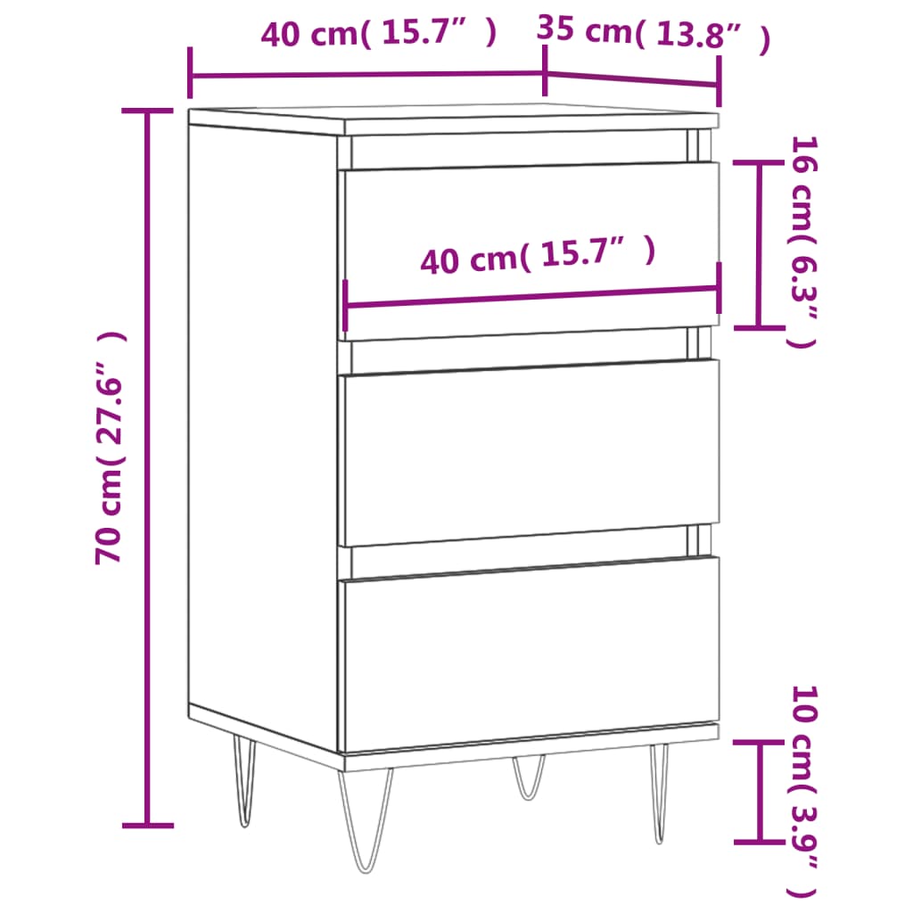 Sideboard Gray Sonoma 40x35x70 cm Particleboard