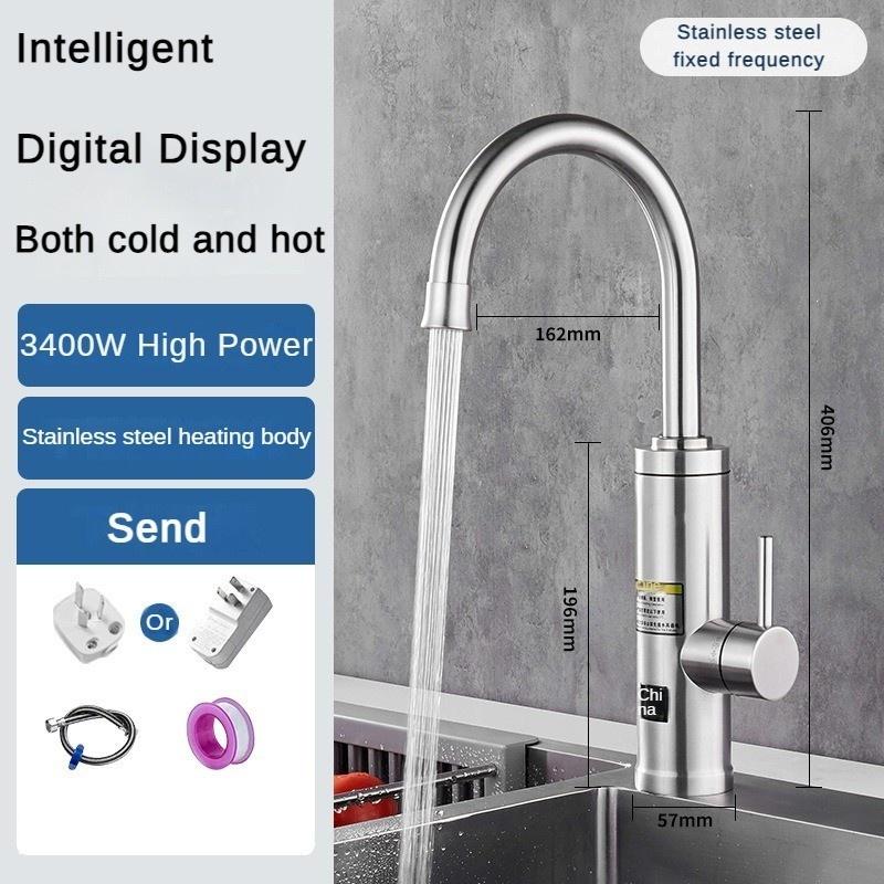 3400W LED Temperature Display Screen Hot and Stainless Steel Intelligent Variable Frequency and Temperature Regulating Faucet Cold Dual-purpose Faucet