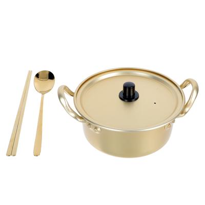 Noodle Bowl Korean Ramen Pot Pink Cookware Portable Chopsticks Yellow Aluminum Kitchen