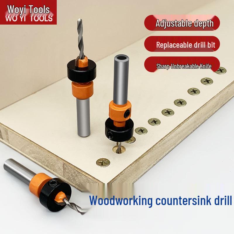 Tapered Countersink Drill Bit with Round Shank for Screw Installation and Woodworking Hole Opening