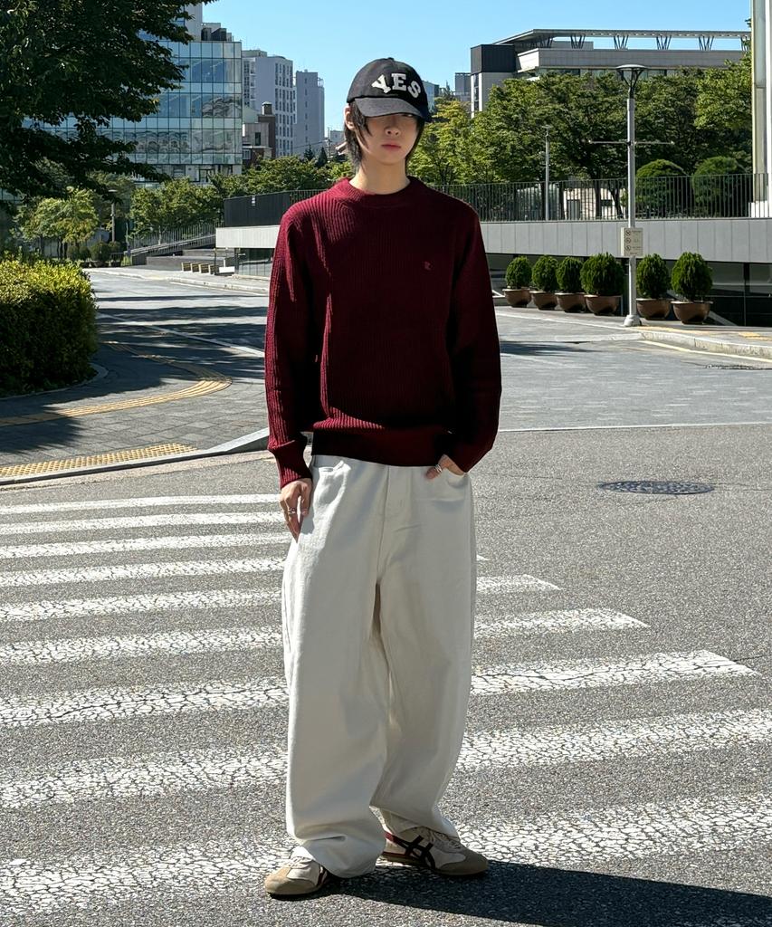 Dibellobeu Bold Balloon Fit Cotton Pants_Ecru