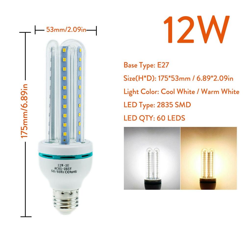 3W 5W 7W 9W 12W Energy Saving E27 LED Corn Light Bulbs U Tube Fluorescent Neon Flood Lights 220V 110V Home Lamps 360° Lighting