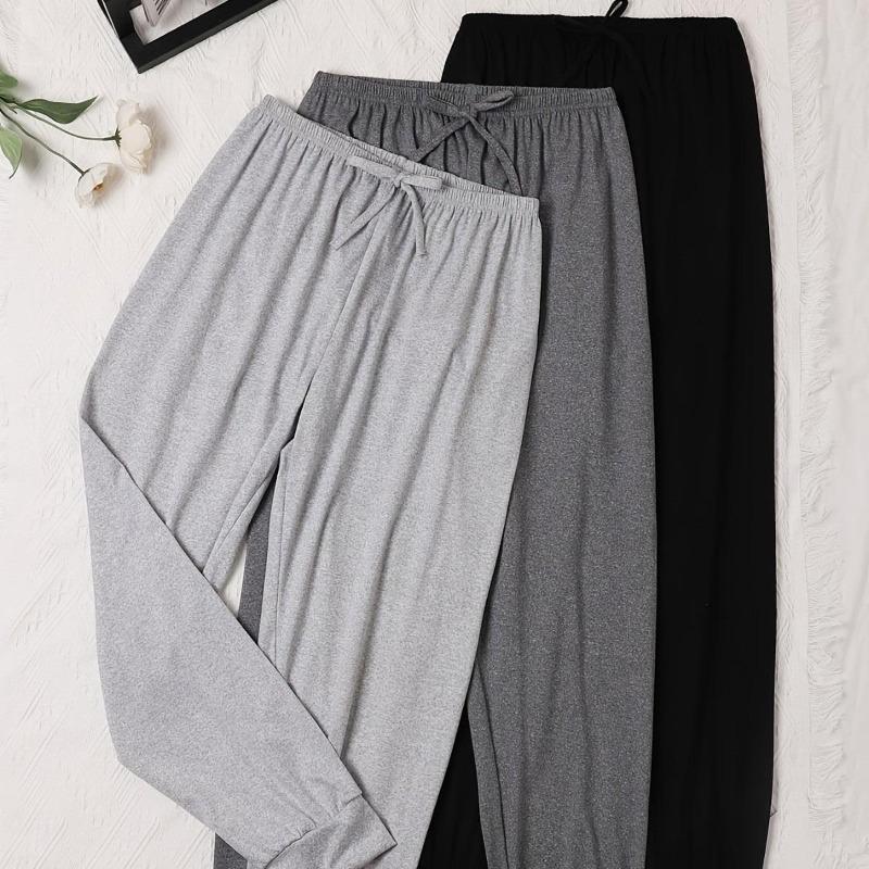 3 Stück Damen Casual Hosen mit Tunnelzugbund - Locker geschnittene einfarbige Jogginghosen, für Komfort, Perfekt für zu Hause & Outdoor, Ideales Geschenk, Jogginghosen