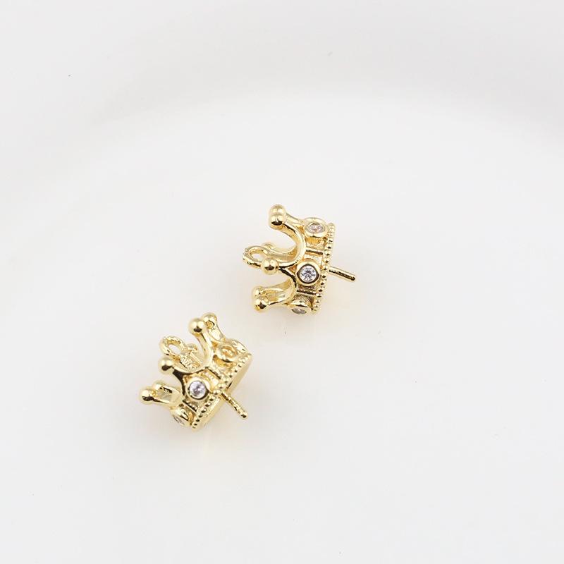 18k Copper Crown Mermaid Tail Earrings with Zircon, Small Wings, and Pearl Pendant