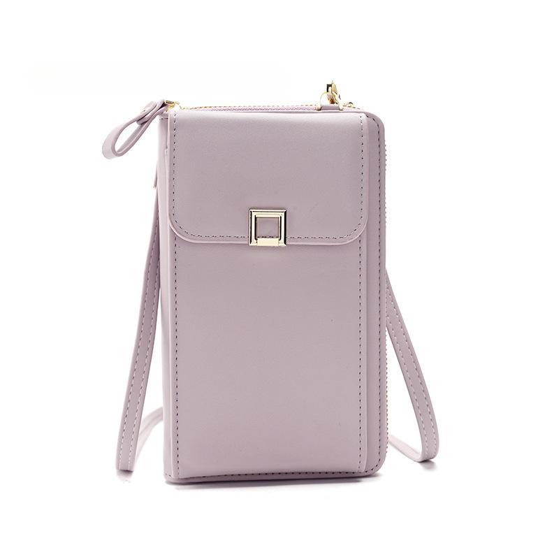 Crossbody Shoulder Bag Leather Phone Pouch Multifunctional Wallet Phone Bag Zipper Purse CLE