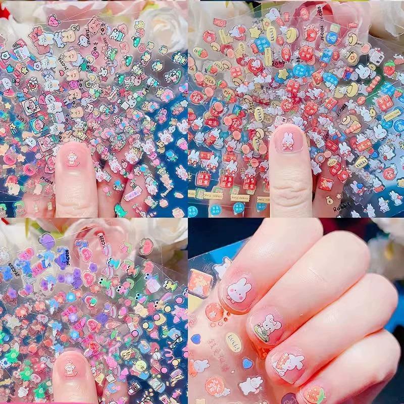 Children's Waterproof Little Rabbit and Flower Nail Art Stickers