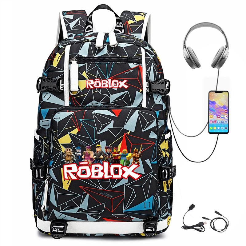 Cartoon Game USB Backpack Large Capacity Hiking Bag College Student Outdoor Travel Casual Daypack