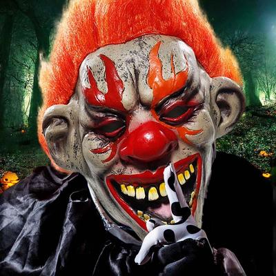 New Halloween Latex Mask, Flame Clown Headgear, Masquerade Horror Prop