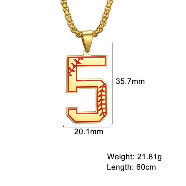 My Shape Baseball Pattern Number Pendant Necklace For Men Sport Basketball Figure Stainless Steel Necklaces Fashion Male Jewelry