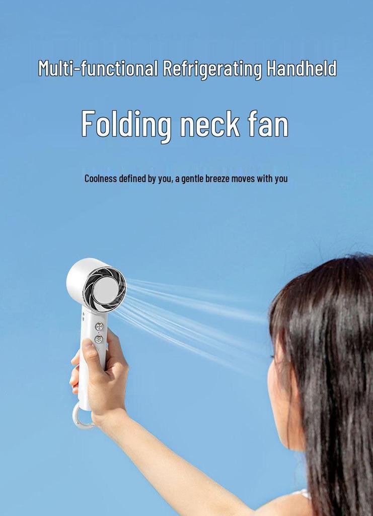 Portable Foldable USB Hanging Neck Fan: Compact Mini Fan with Handheld Option, High Speed, and Long Battery Life for Outdoor Use