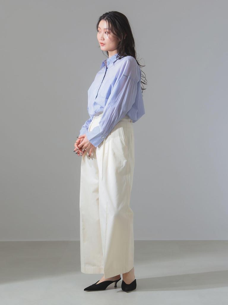 Shirts and Blouses KHADI Over Short Shirt SAX ONE SIZE [Demi-Luxe Beams] L/S Women's