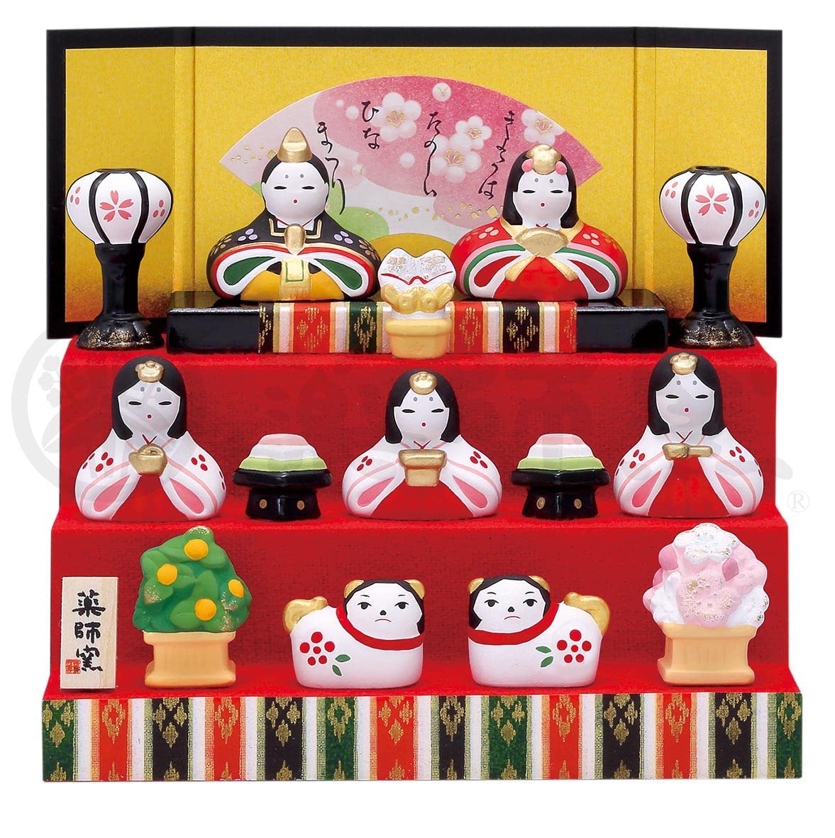 

Nishikisai Hana Kazari Hina Dolls Male Female Hinamatsuri (Three-Tiered Display) [Height 3.5cm, 3cm] (Doll Festival) розовый