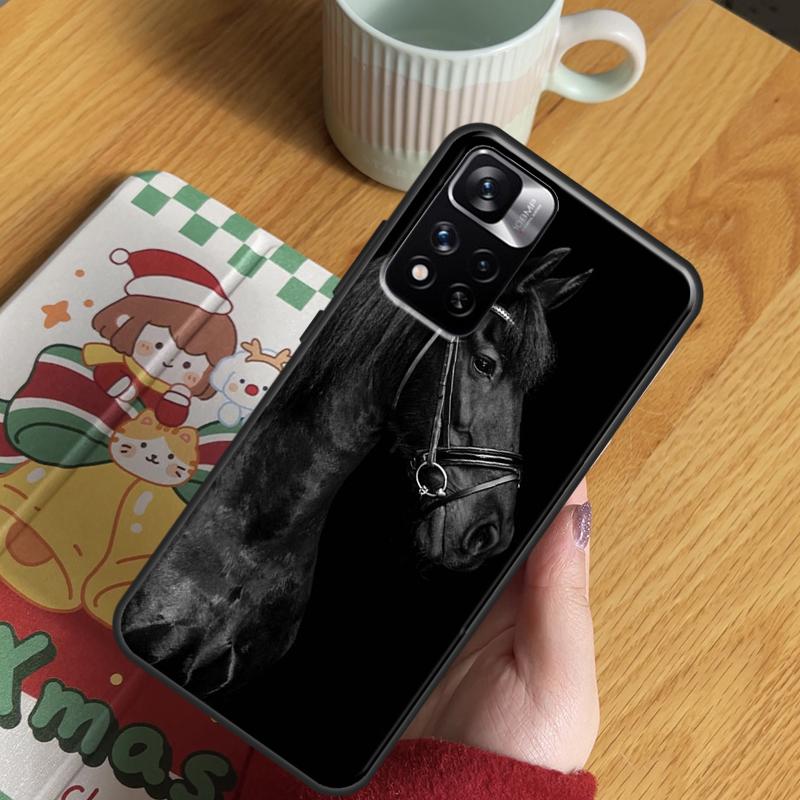Black White Horse Case For Xiaomi Redmi Note 13 Pro 14 12 11 10 15 Pro Plus Redmi 15 C 13 10C 12C 13C 14C Cover