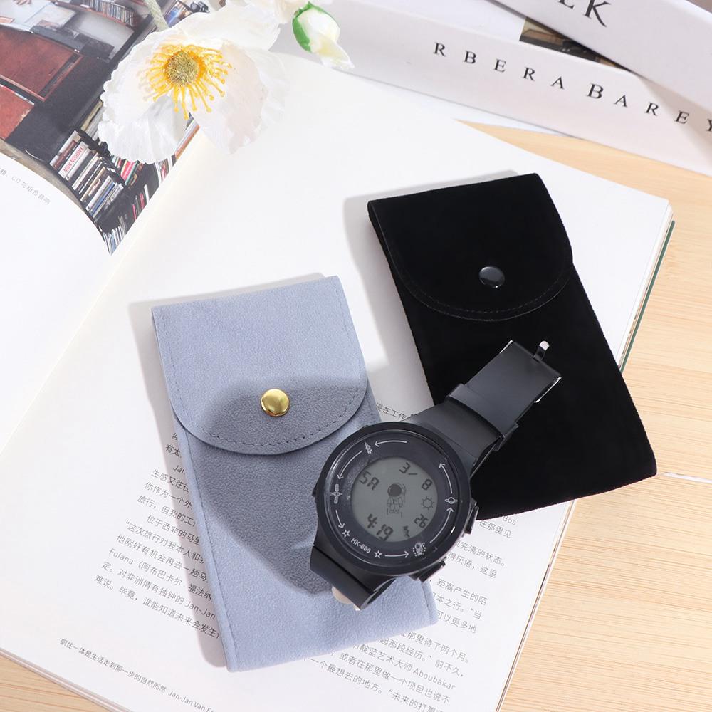 Button For Watch Storage Flannelette Pouch Watches Pockets Packaging Snap Bags Watch Storage Bag
