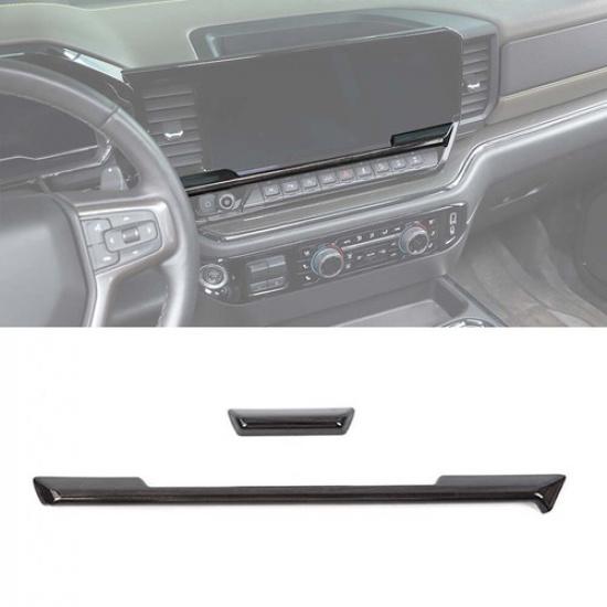 Black Wood Interior Steering Center Console Cover Trim For Chevy Silverado +