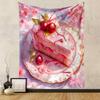 Cherry Blossom Cake Delight Patterned tapestry home decor, suitable for bedroom and living room, gift