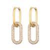 LOVBEAFAS New Gold Color Round Stainless Steel Hoop Earrings Zirconia Copper Oval Rectangle Earrings For Women Ear Clasp Zircon