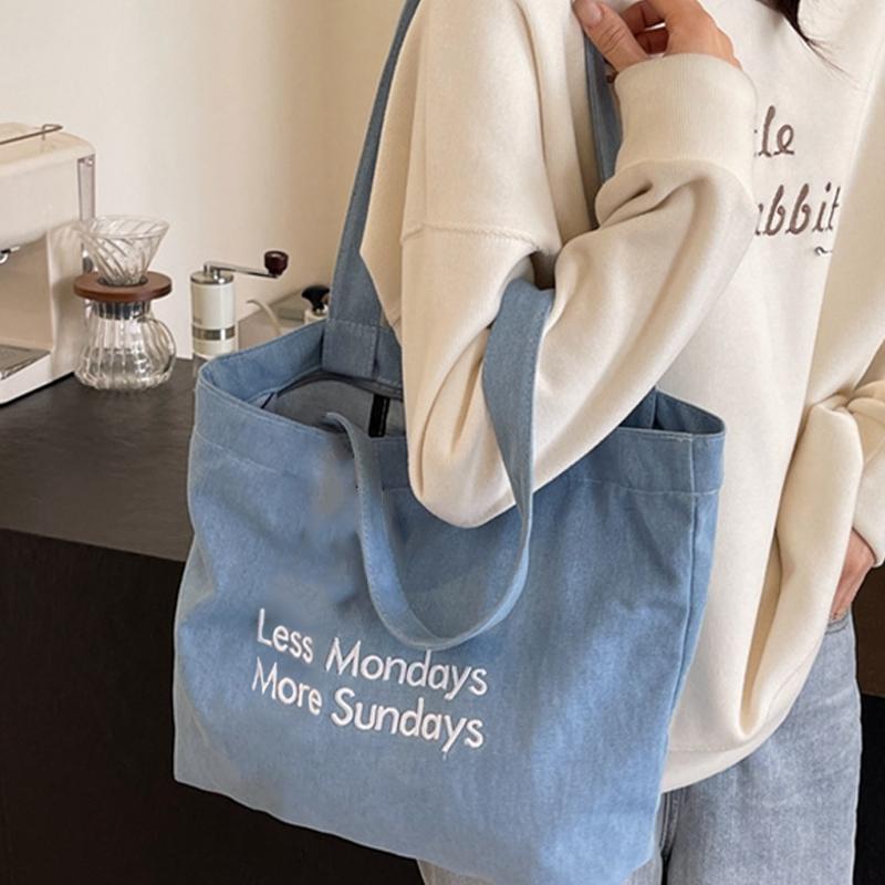 Vintage Canvas Bag Large Capacity Single Shoulder Denim Single Shoulder Tote Bag