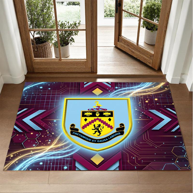 Burnley Football Design Crystal Velvet Rug Soft Decorative Mat for Bedroom Entrance