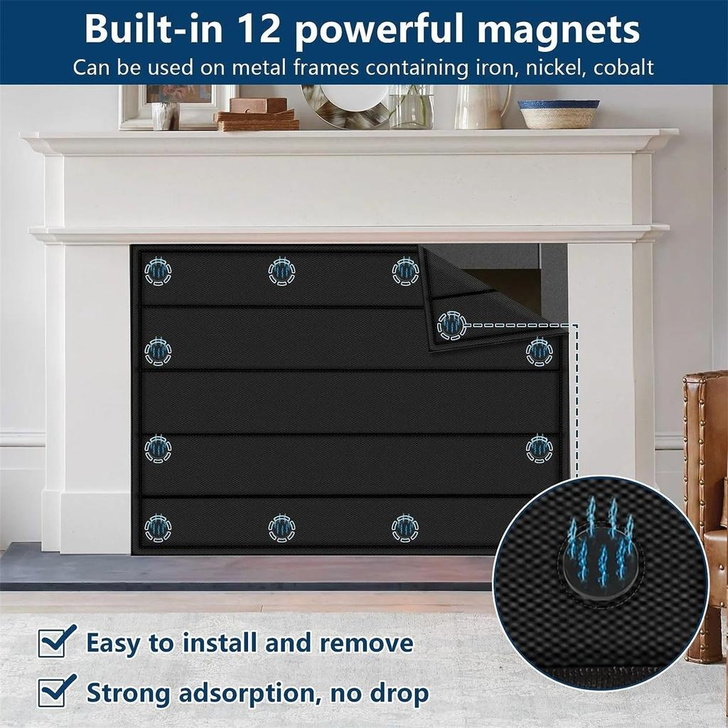 Fireplace Cover, Magnetic Fireplace Blocker Blanket Stops Heat Loss, Indoor Fireplace Stopper  Energy For Iron Fireplace Frame