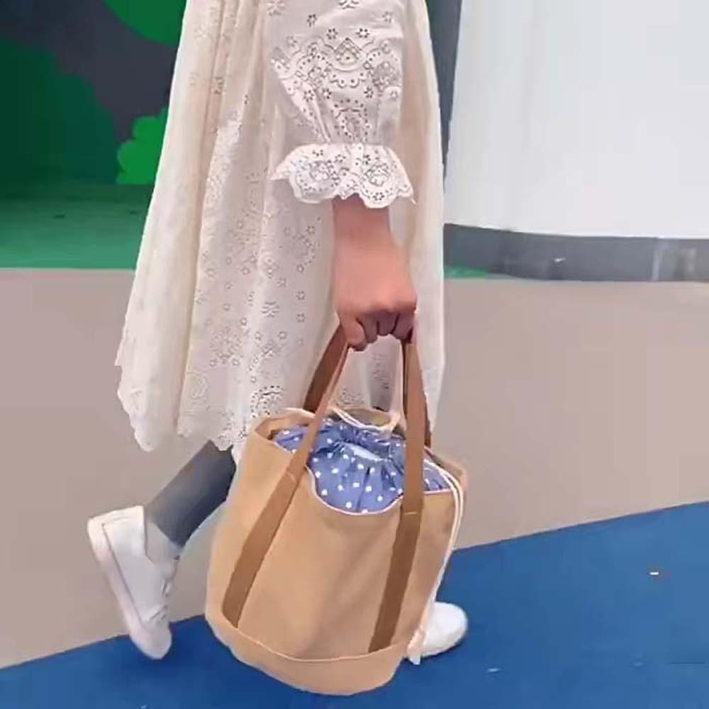 Large Capacity Thermal Insulation Bag Canvas Picnic Box Pouch Drawstring Lunch Handbag  School