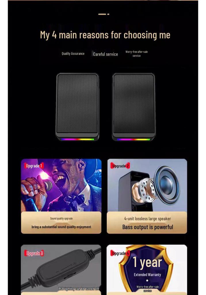 Mini USB Wired Gaming Speakers for Desktop & Laptop
