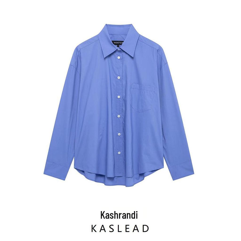 2025 Spring Women's European & American Style Loose Poplin Long Sleeve Shirt