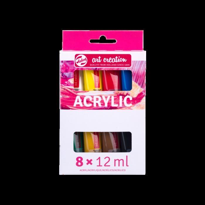 Peinture acrylique - Art Creation - 8 tubes - 12 ml - Multicolore - Finition Mat
