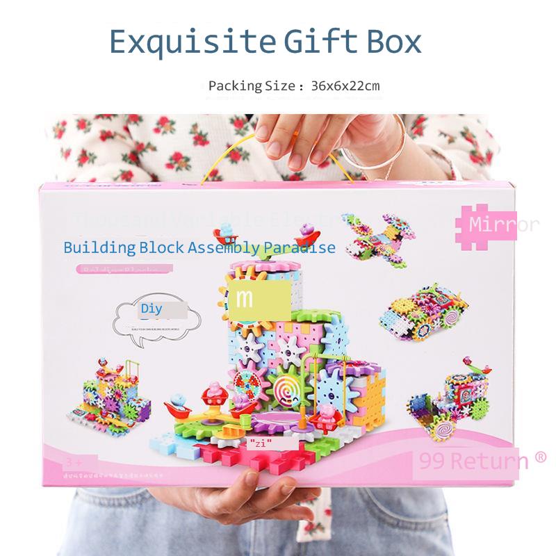 83 PCS Electric Gears 3D Model Building Kits Plastic Brick Blocks Educational Toys For Kids Children Christmas Gifts Toy