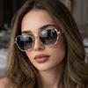 Rennes European and American new polygonal metal small frame sunglasses women's high-end retro street photography outdoor sunshade sunglasses